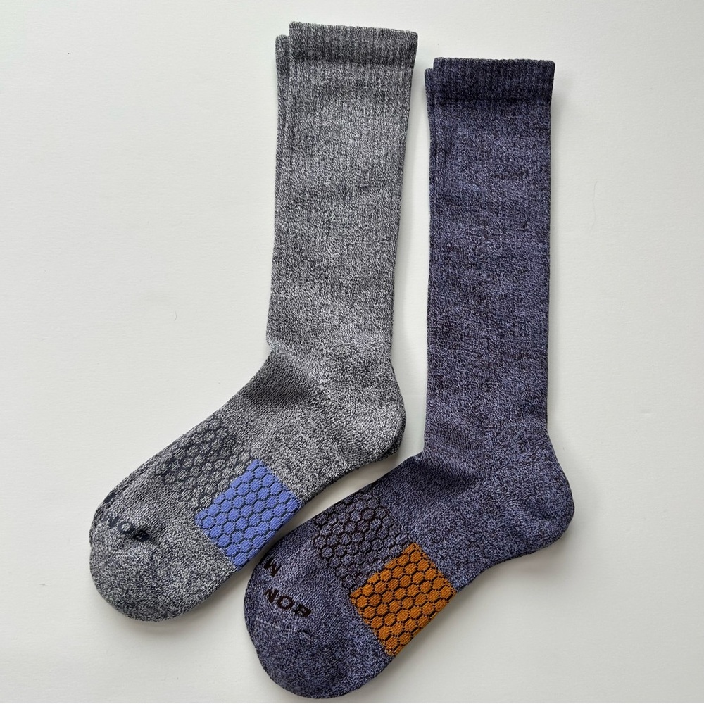 Bombas New 2 pair Over the Calf Honeycomb Socks X Large Gray & Lavender Heather